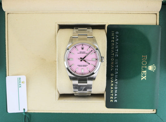 2023 Rolex Oyster Perpetual 126000 Candy Pink Stick SS Oyster With Papers 36mm
