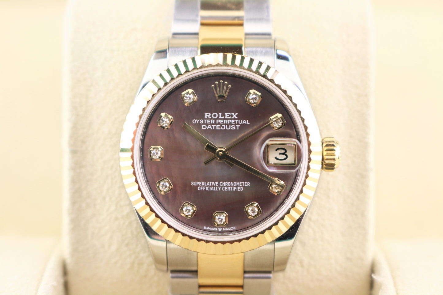 OHA 2020 Rolex Datejust 278273 Midsize Tahitian MOP Diamond TT Oyster W Papers 31mm