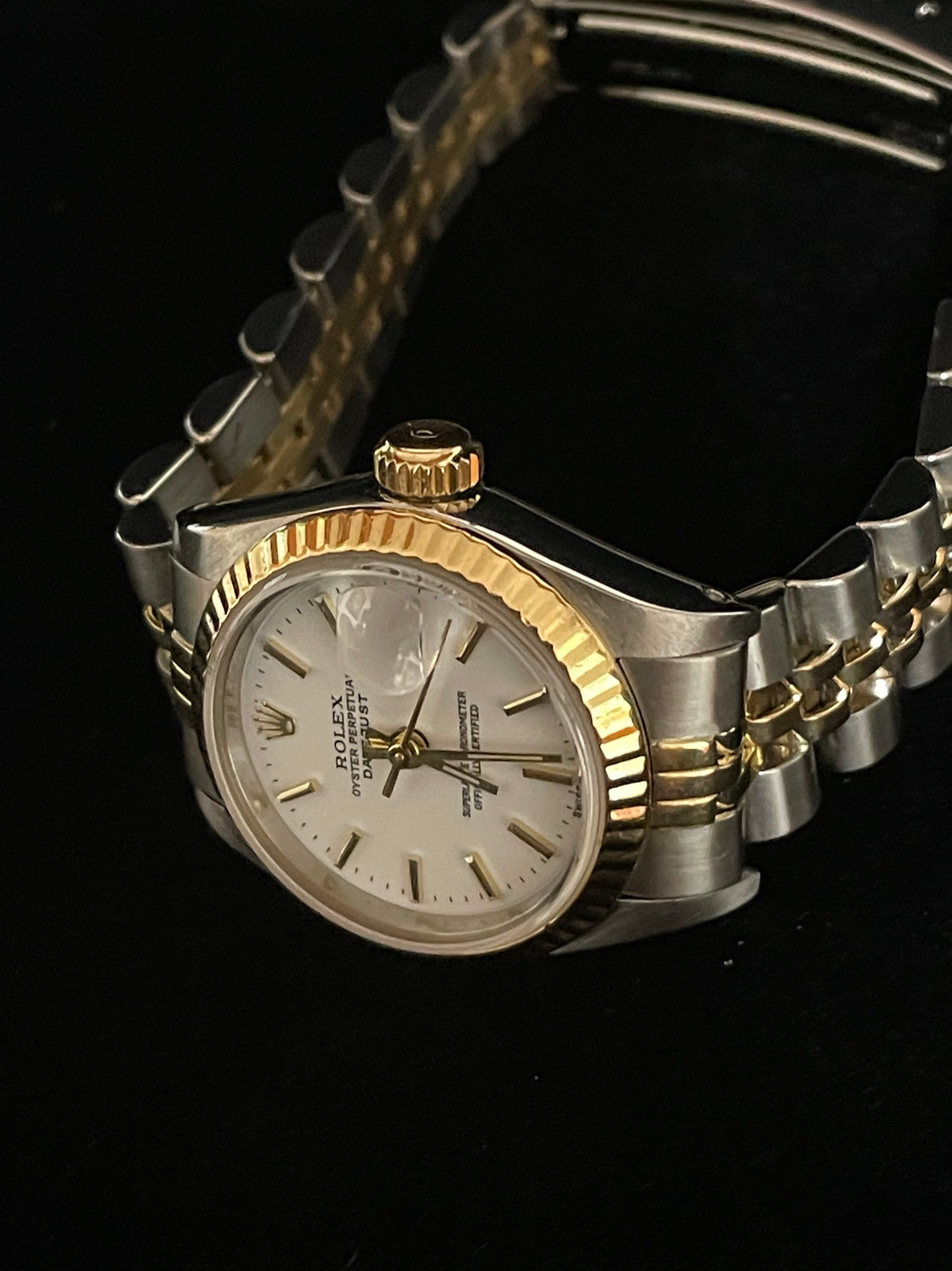 Rolex Ladies Datejust 69173 White Dial TT 18kt Jubilee With Papers 26mm