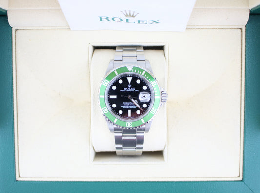 2004 Rolex Submariner Kermit 16610LV Black Dial Flat 4 SS Oyster W/ Papers 40mm