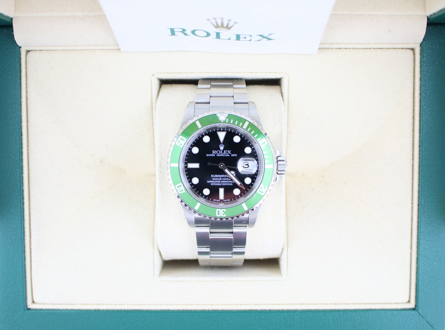 2004 Rolex Submariner Kermit 16610LV Black Dial Flat 4 SS Oyster W/ Papers 40mm