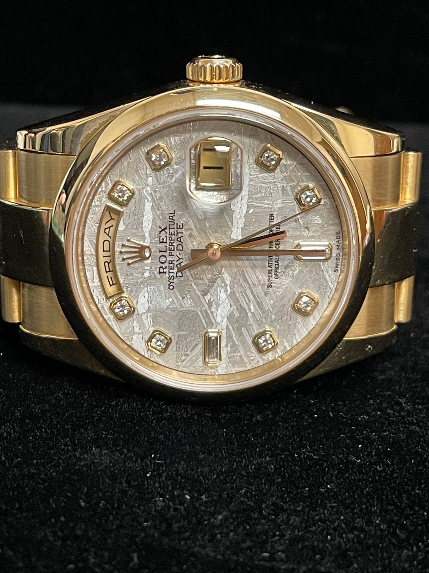 2003 Rolex Day-Date 118208 Meteorite Serti Diam Dial 18kt Oyster With paper 36mm