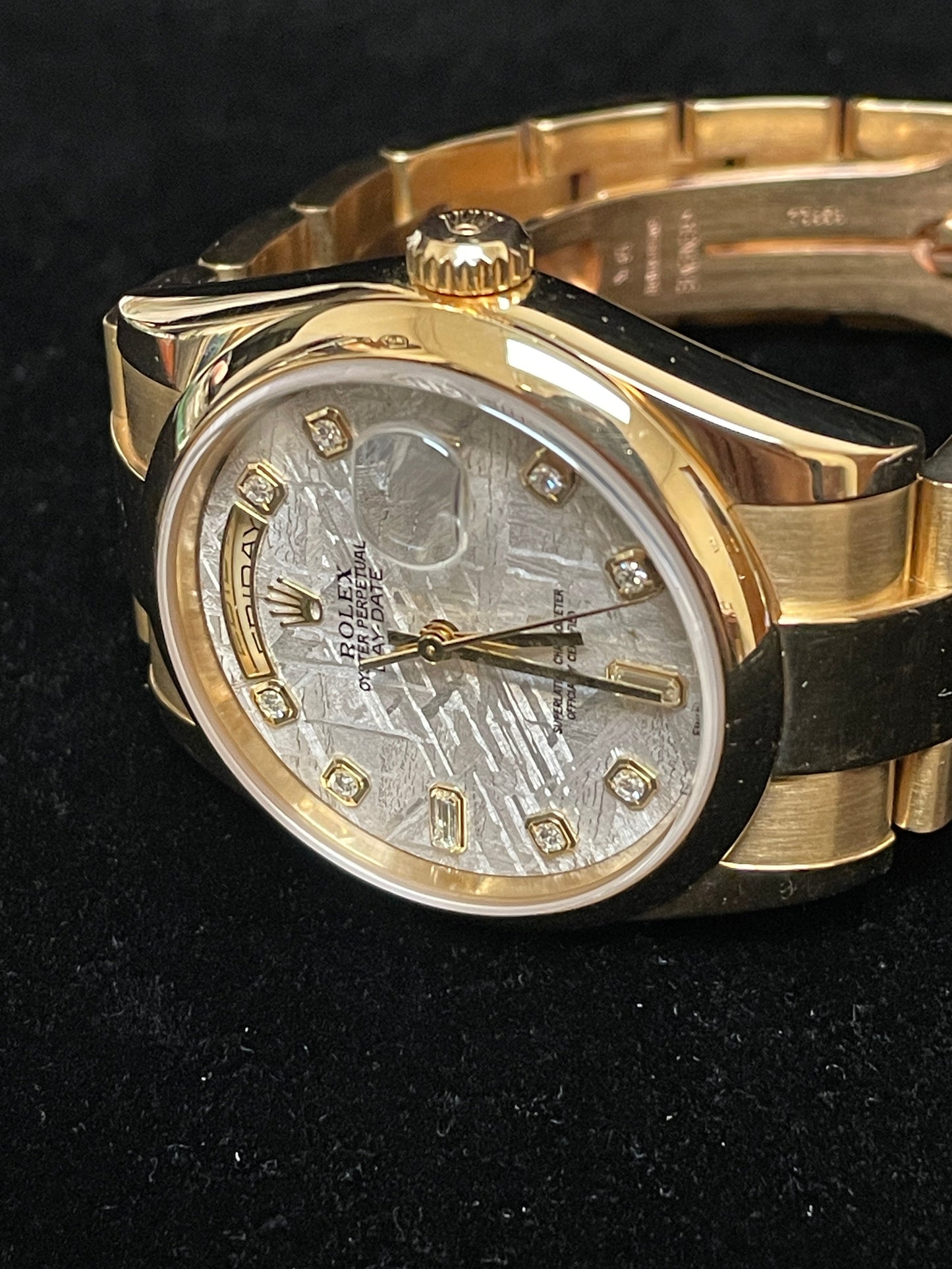 2003 Rolex Day-Date 118208 Meteorite Serti Diam Dial 18kt Oyster With paper 36mm