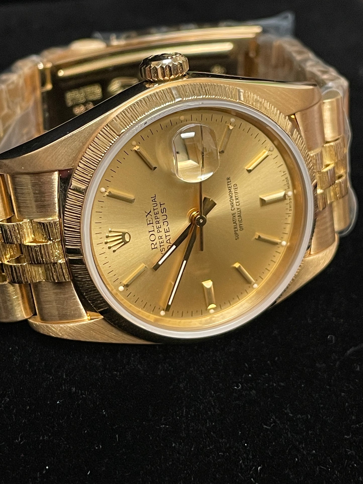 1985 Rolex Datejust 16078 Champagne 18kt Jubilee Bark No Papers 36mm