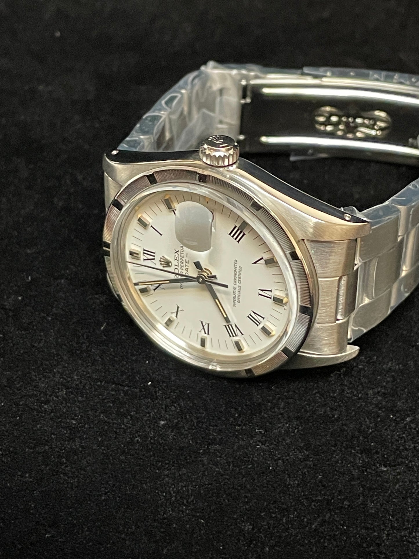 1984 Rolex Date 15010 White Roman Dial SS Oyster With Papers 34mm