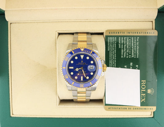 2010 Rolex Submariner Bluesy 116613LB Blue Dial TT 18kt Oyster With Papers 40mm