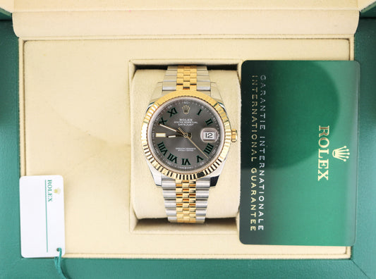2021 Rolex Datejust 126333 Wimbledon Dial TT 18kt Jubilee With Papers 41mm
