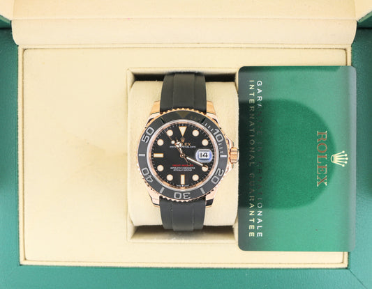 2021 Rolex Yacht-Master 126655 Black Dial RG 18kt OysterFlex With Papers 40mm