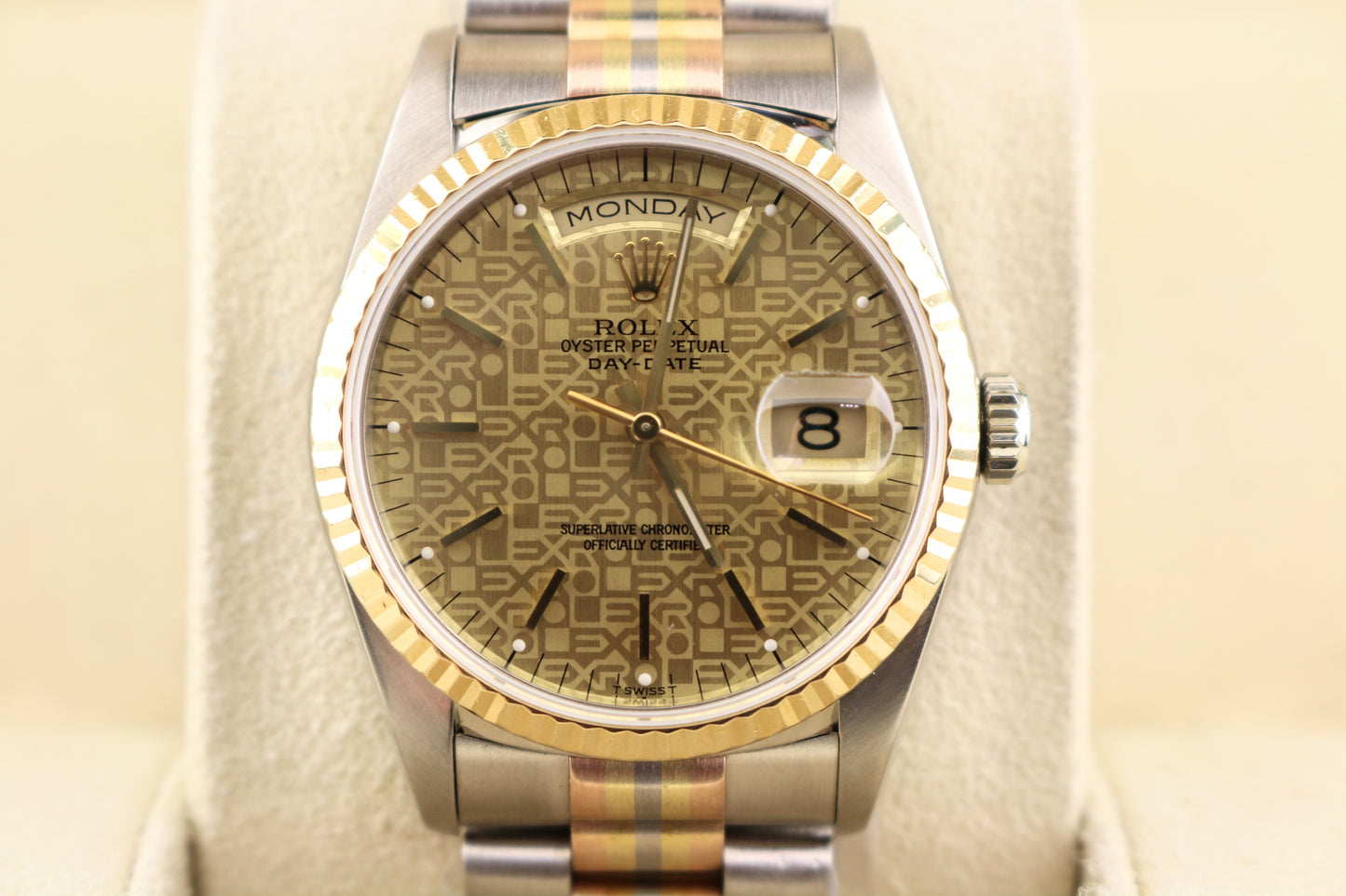 1990 Rolex Day-Date Tridor 18239b Champagne Computer Dial 18kt President 36mm