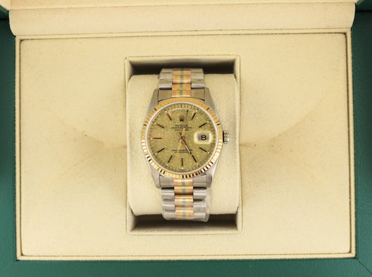 1990 Rolex Day-Date Tridor 18239b Champagne Computer Dial 18kt President 36mm