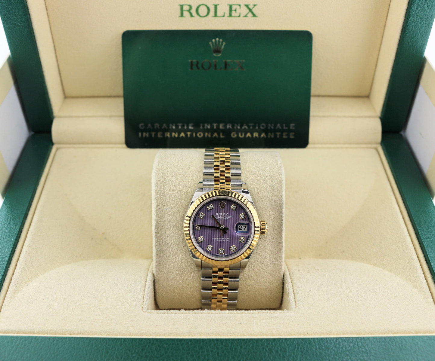 OHA 2020 Rolex Datejust 279173 Lavender Diamond Dial TT Jubilee With Papers 28mm
