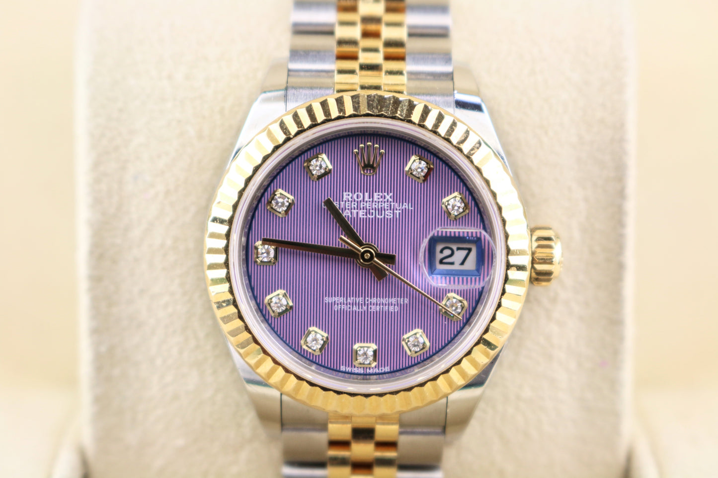OHA 2020 Rolex Datejust 279173 Lavender Diamond Dial TT Jubilee With Papers 28mm