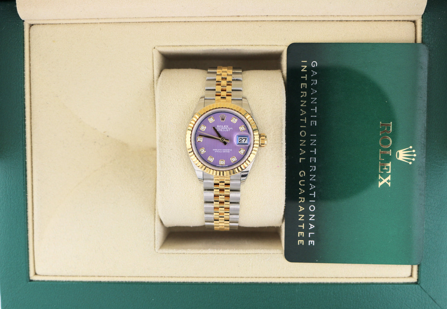 OHA 2020 Rolex Datejust 279173 Lavender Diamond Dial TT Jubilee With Papers 28mm