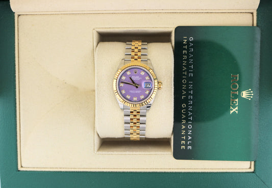 2020 Rolex Datejust 279173 Lavender Diamond Dial TT Jubilee With Papers 28mm