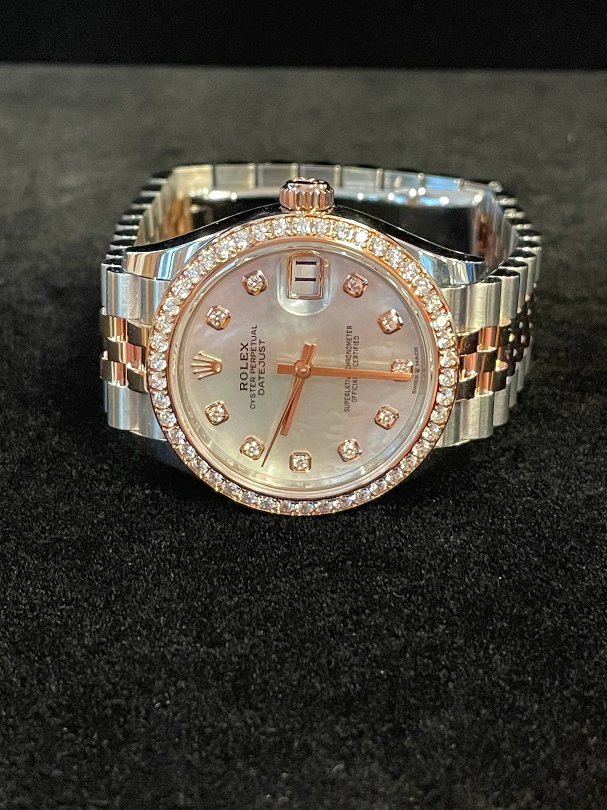 24 Rolex Datejust 278381rbr MOP Diamond Dial + Bezel TT Jubilee Rose Papers 31mm