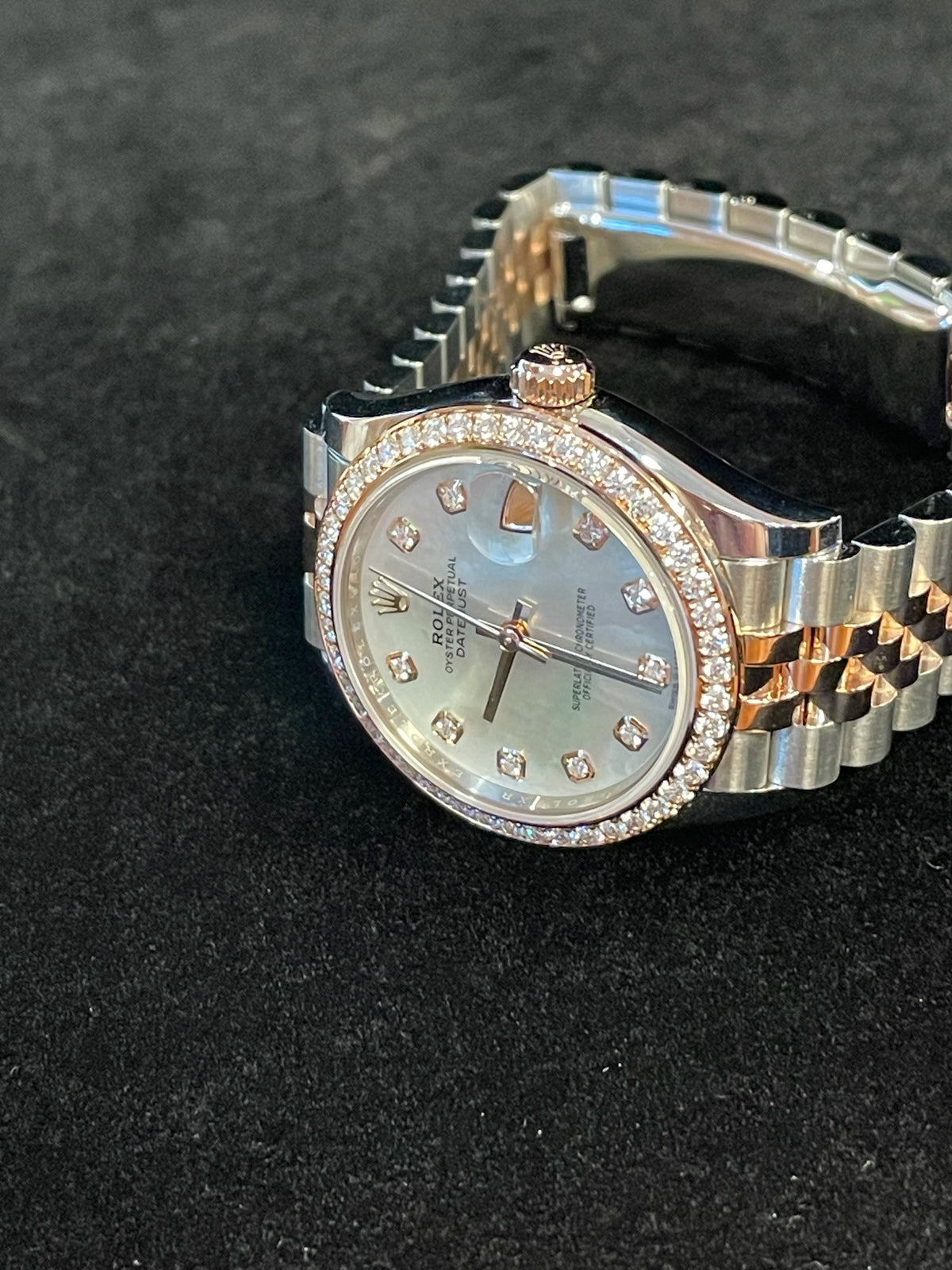 24 Rolex Datejust 278381rbr MOP Diamond Dial + Bezel TT Jubilee Rose Papers 31mm