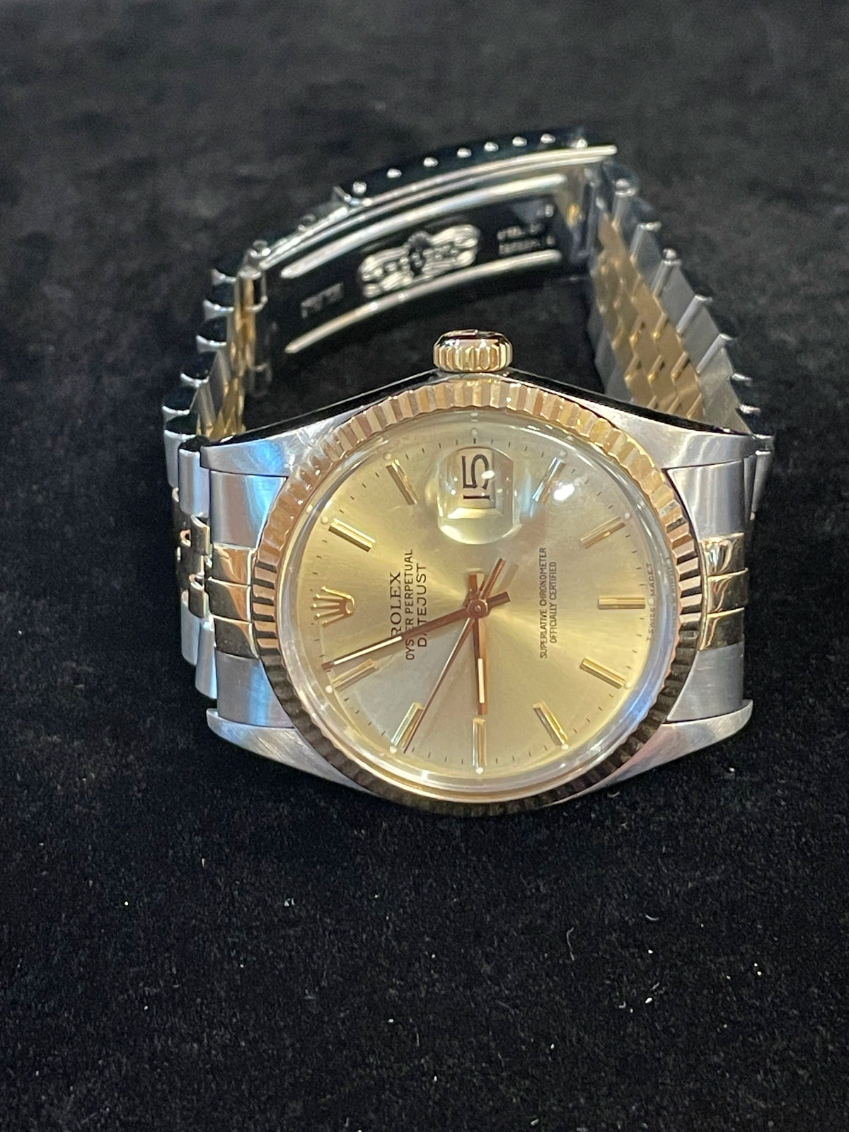 Rolex Datejust 16013 Champagne Dial TT 18kt Jubilee With Open Papers 36mm