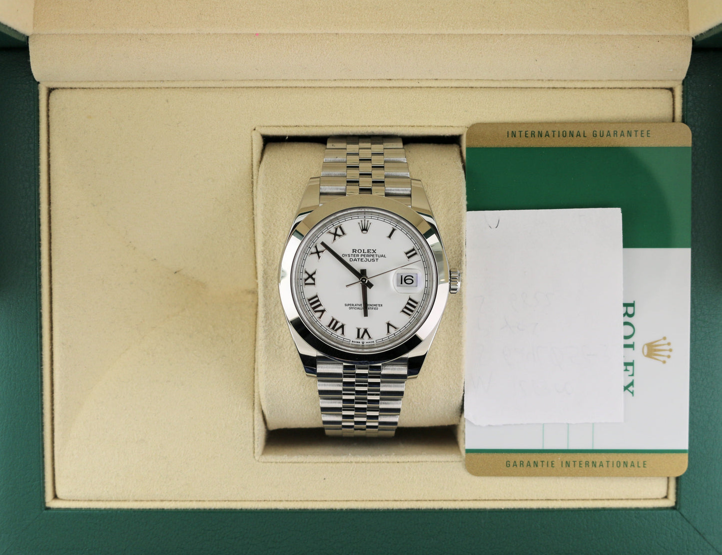 2019 Rolex Datejust 126300 White Roman Dial SS Jubilee WIth Papers 41mm