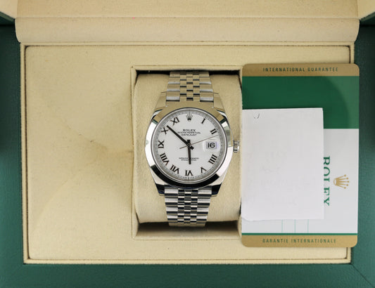 2019 Rolex Datejust 126300 White Roman Dial SS Jubilee WIth Papers 41mm