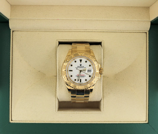 2002 Rolex Yacht-Master 16628 White Dial 18kt YG Oyster No Papers 40mm