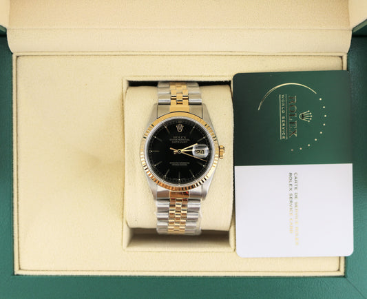 2000 Rolex Datejust 16233 Black Dial TT Jubilee No Papers 2026 RSC Warranty 36mm