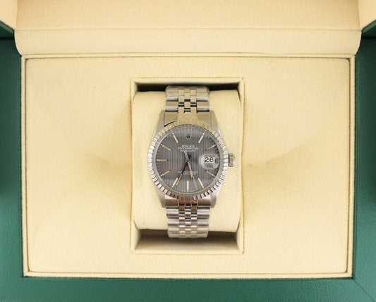 1984 Rolex Datejust 16030 Grey Tapestry Dial SS Jubilee No Papers 36mm