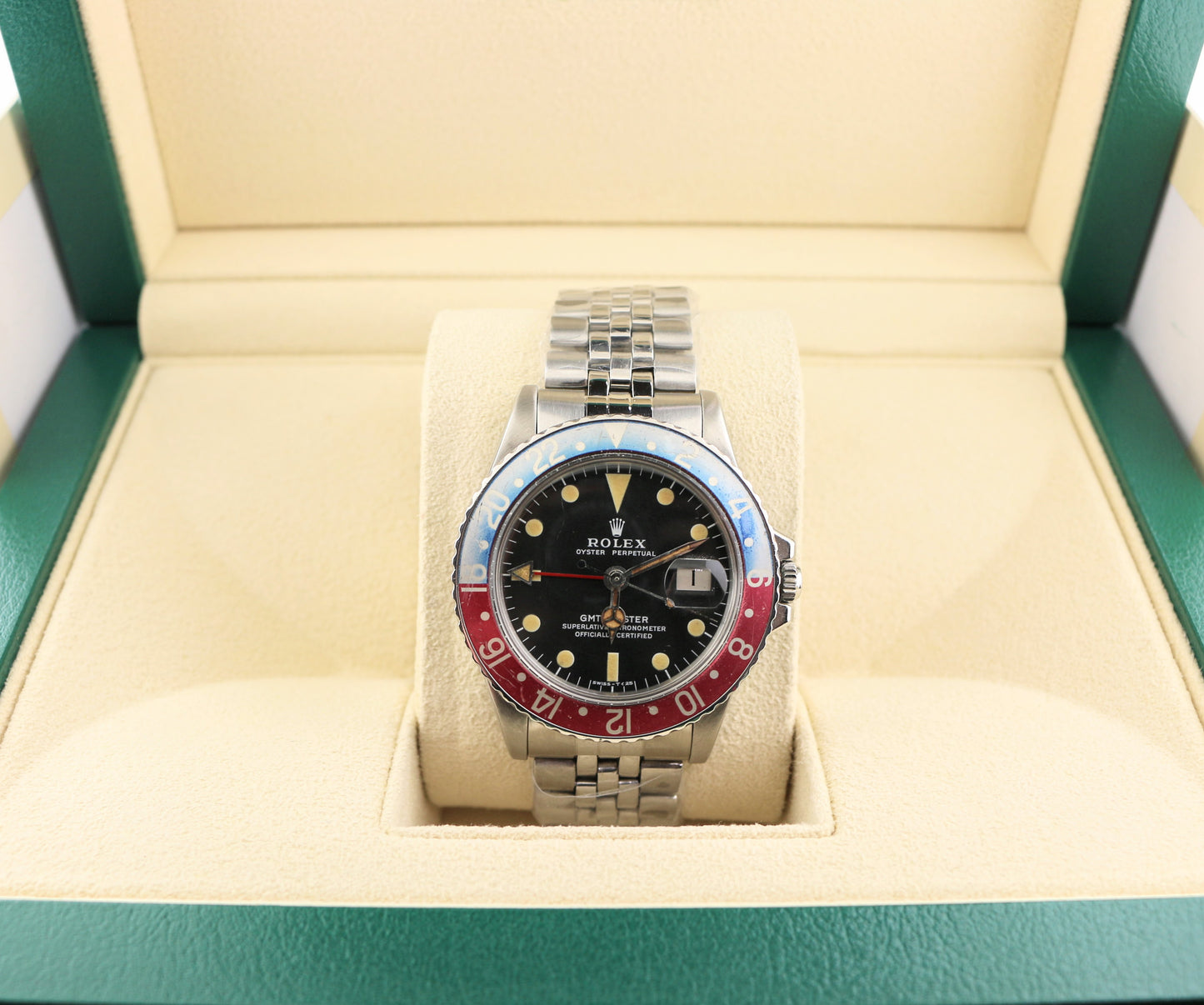 1972 Rolex Pepsi GMT-Master 1675 Red Back Insert Black Dial MK2 SS Jubilee 40mm