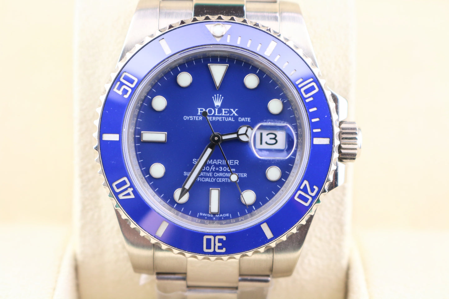 OHA 2008 Rolex Submariner 116619 Smurf Blue Dial White Gold 18kt Oyster W Paper 40mm