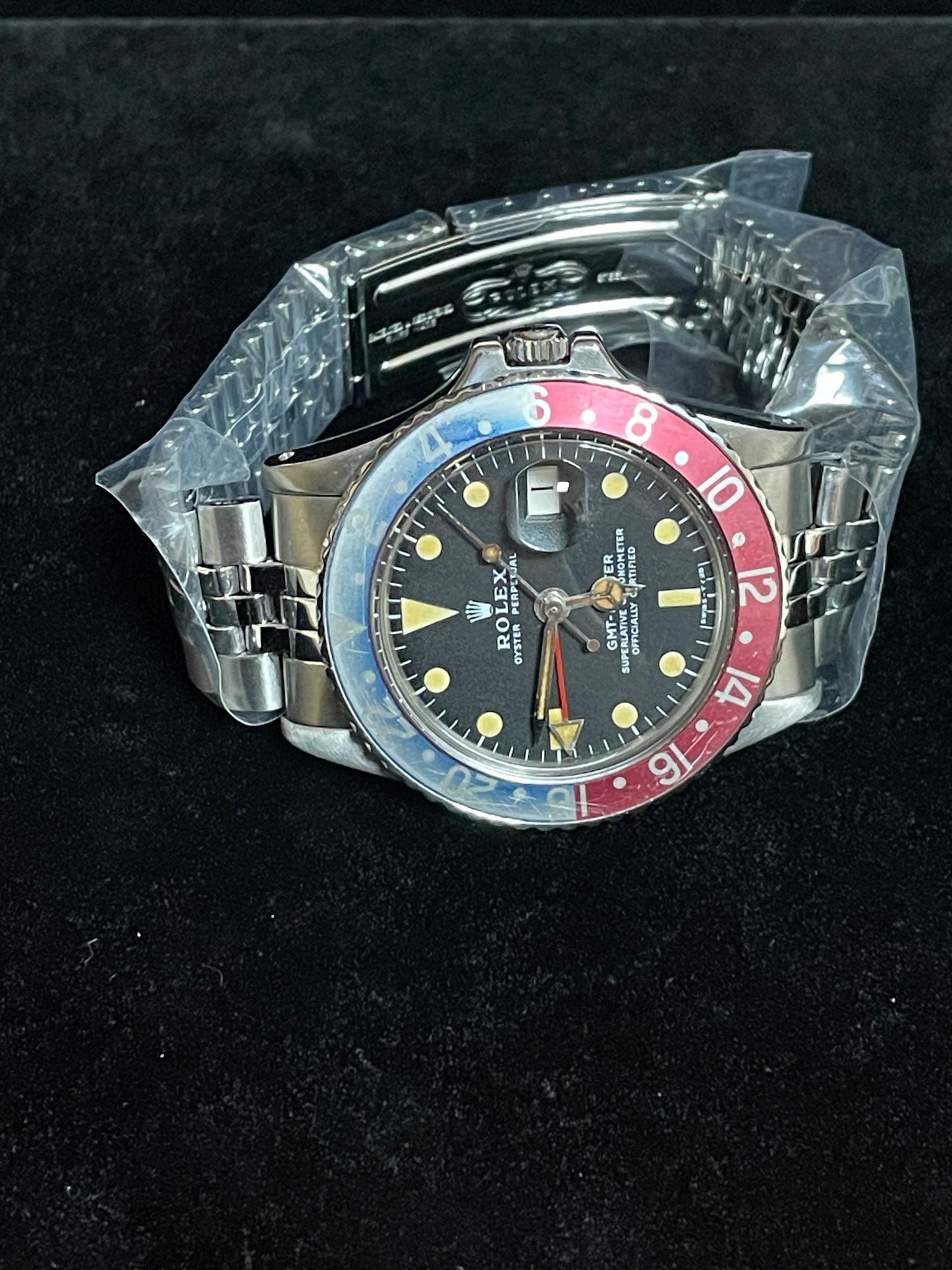 1972 Rolex Pepsi GMT-Master 1675 Red Back Insert Black Dial MK2 SS Jubilee 40mm