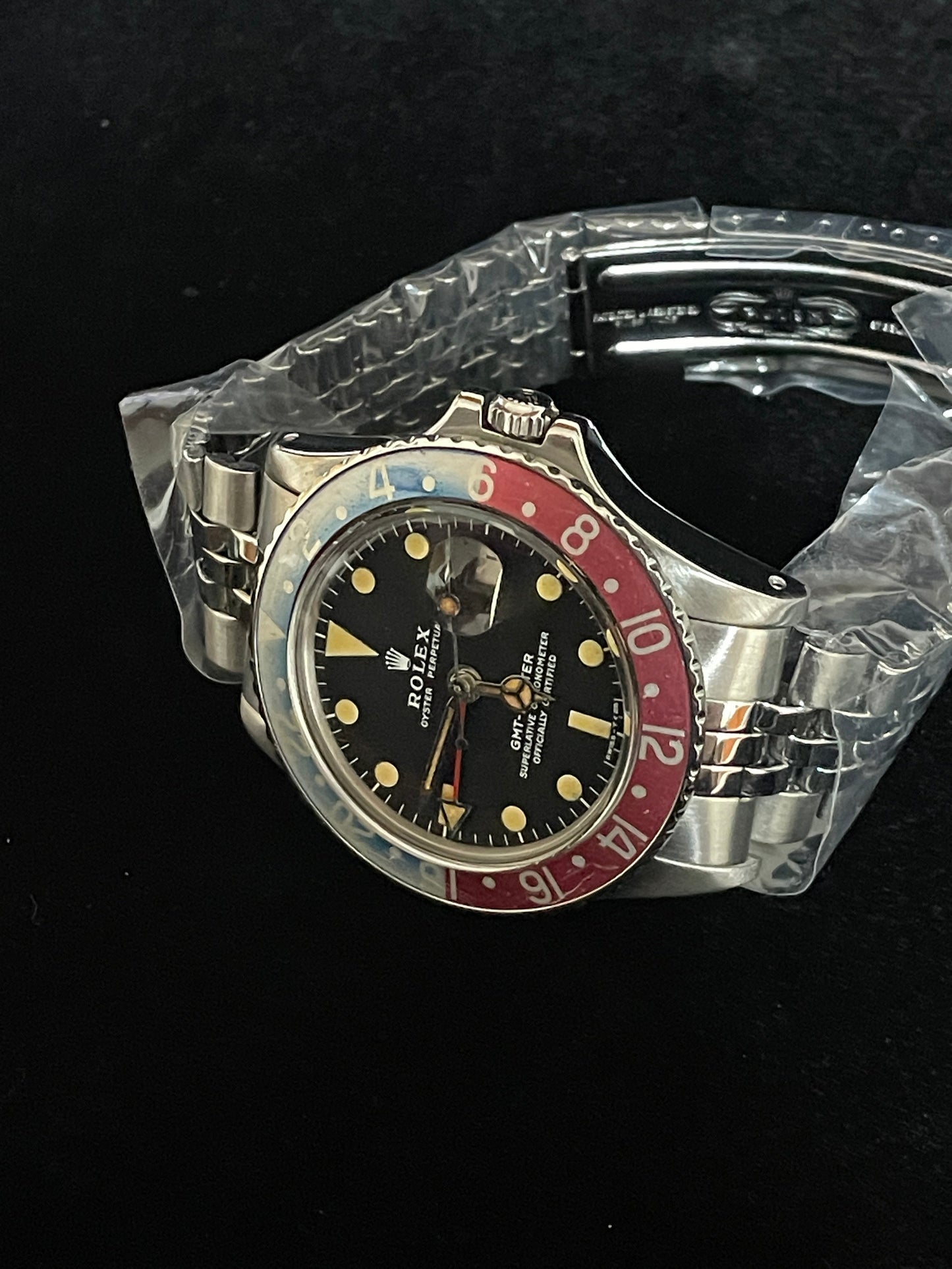 1972 Rolex Pepsi GMT-Master 1675 Red Back Insert Black Dial MK2 SS Jubilee 40mm