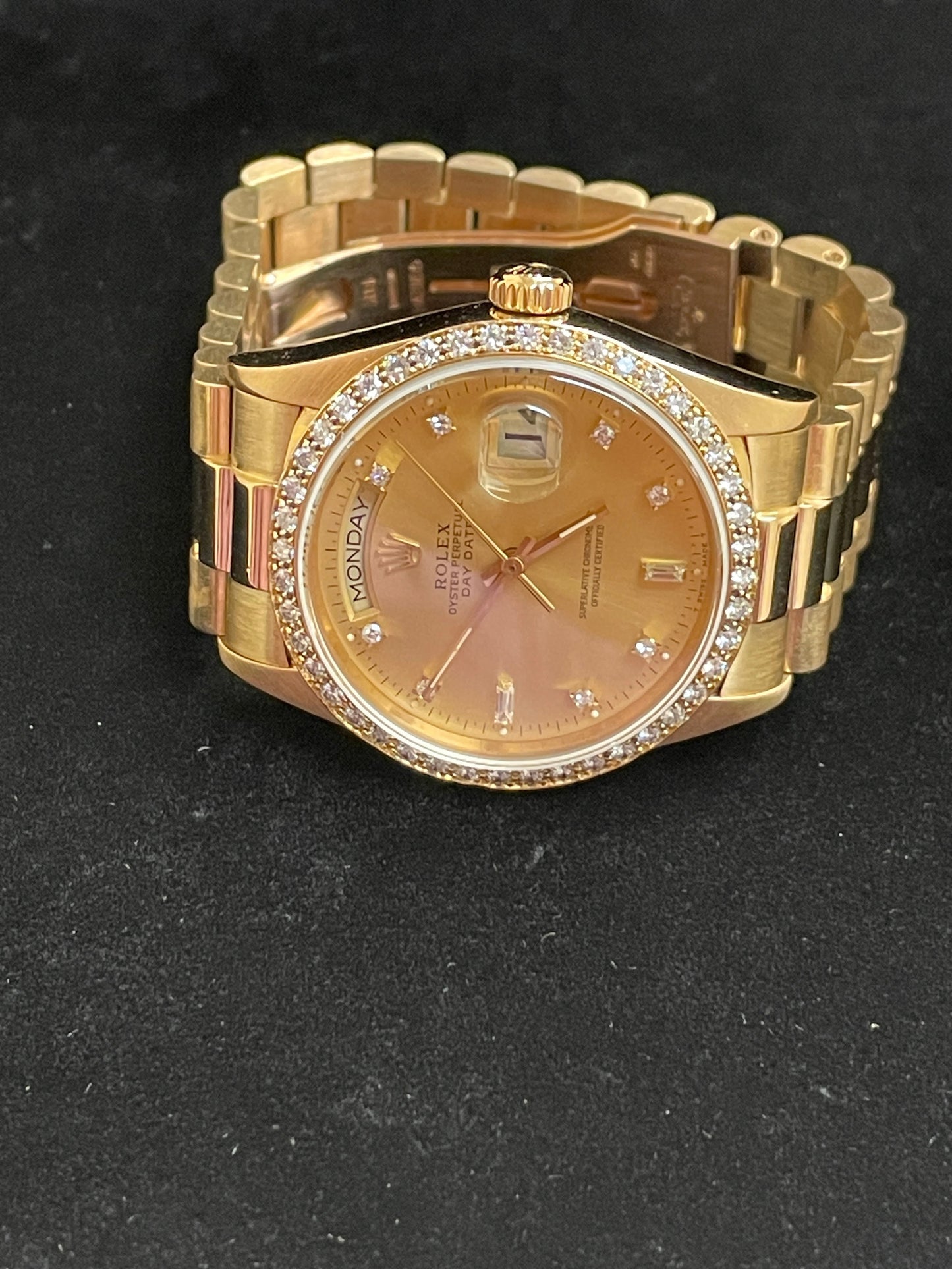 1988 Rolex Day-Date 18038 Diamond Dial Factory Diamond Bezel 18kt President 36mm