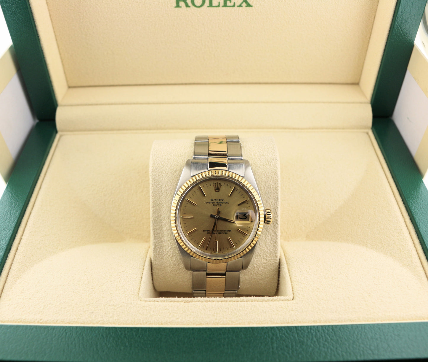 1967 Rolex Date 1500 Champagne Dial TT Rivet Oyster No Papers 34mm