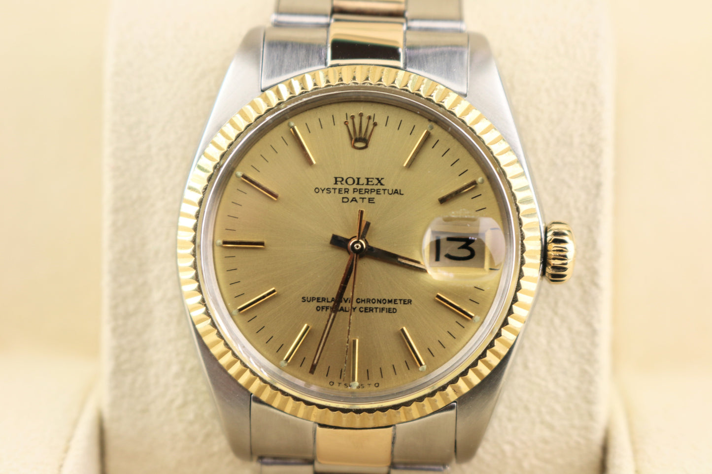 1967 Rolex Date 1500 Champagne Dial TT Rivet Oyster No Papers 34mm