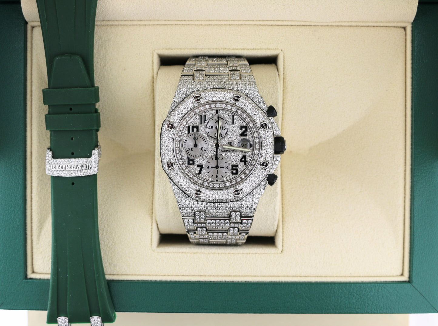Audemars Piguet Royal Oak Offshore Chrono Iced Out 26020ST With 2 straps 42mm