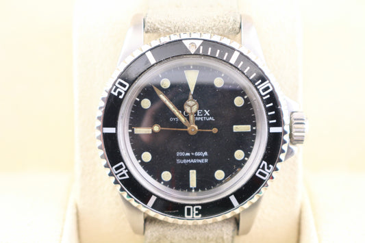 1966 Rolex Submariner No Date 5512 Black Dial Meters First Suede Strap 40mm