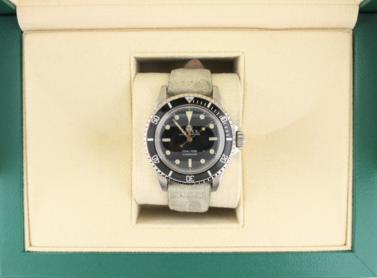 1966 Rolex Submariner No Date 5512 Black Dial Meters First Suede Strap 40mm
