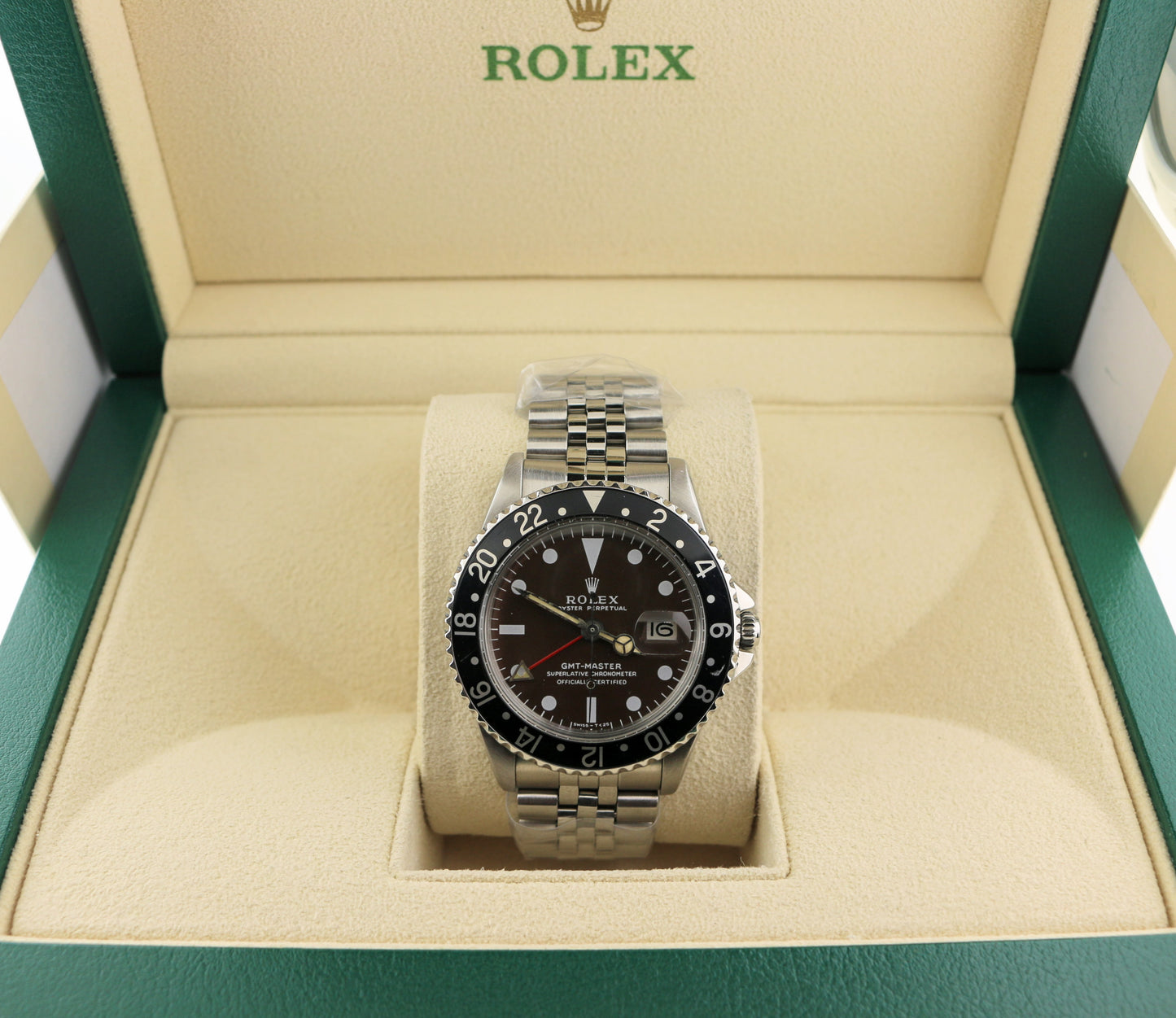 1964 Rolex GMT-Master 1675 Black Dial PCG Case SS Jubilee No Papers 40mm