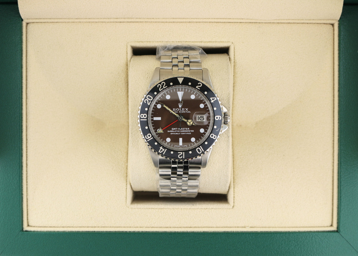 1964 Rolex GMT-Master 1675 Black Dial PCG Case SS Jubilee No Papers 40mm