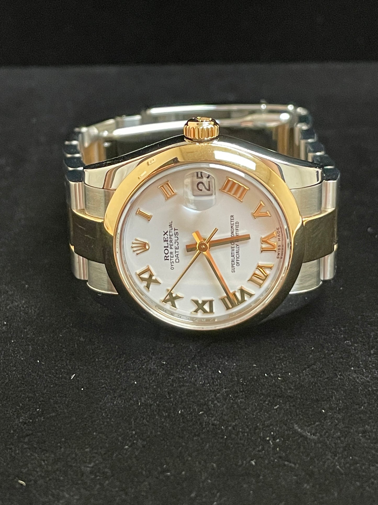 2014 Rolex Midsize Datejust 178243 White Roman Dial TT 18kt Oyster W Papers 31mm