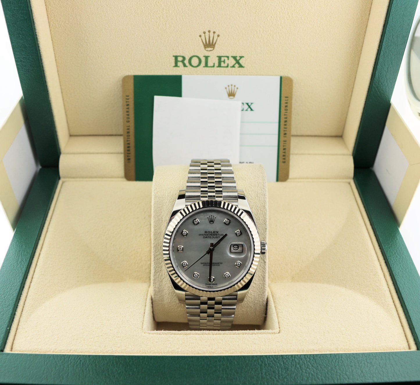 OHA 2020 Rolex Datejust 126334 White MOP Diamond Dial SS Jubilee With Papers 41mm