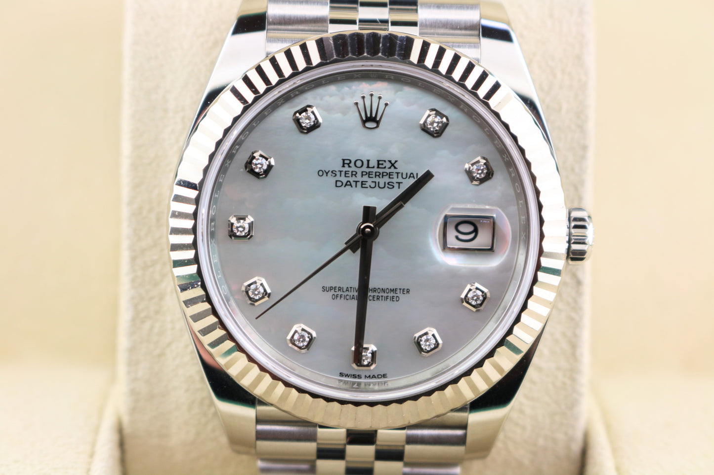 OHA 2020 Rolex Datejust 126334 White MOP Diamond Dial SS Jubilee With Papers 41mm