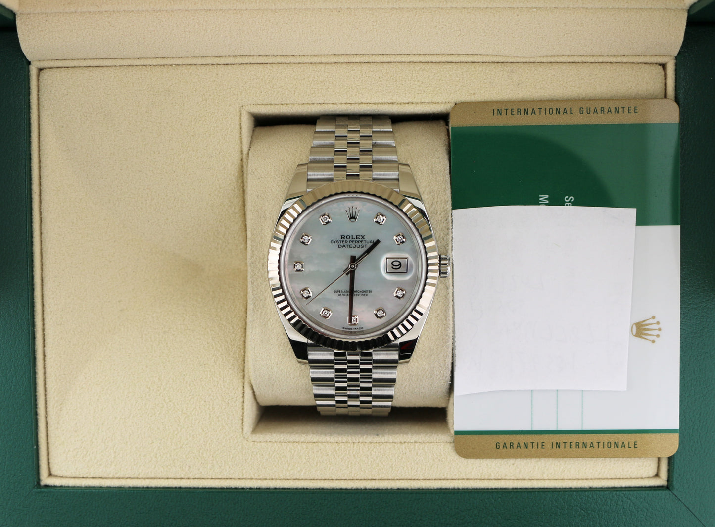OHA 2020 Rolex Datejust 126334 White MOP Diamond Dial SS Jubilee With Papers 41mm