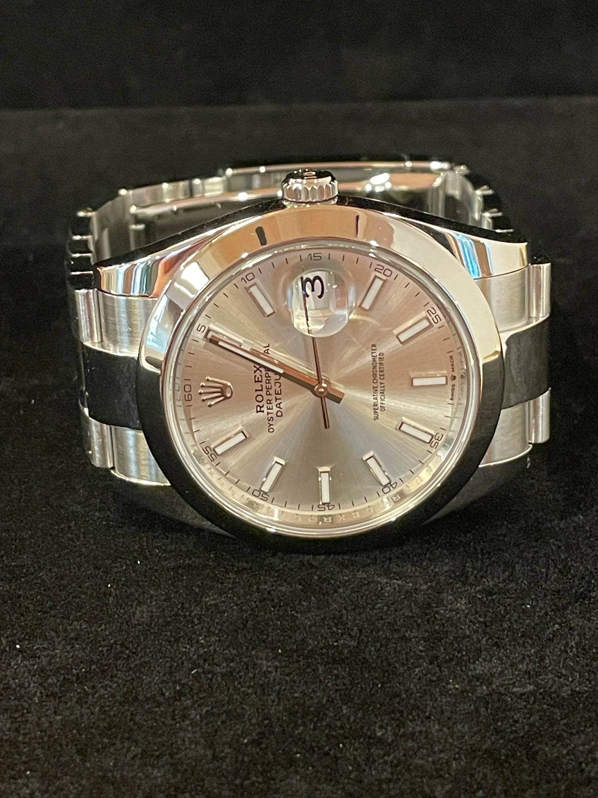 2021 Rolex Datejust 126300 Silver Stick Dial SS Oyster With Papers 41mm