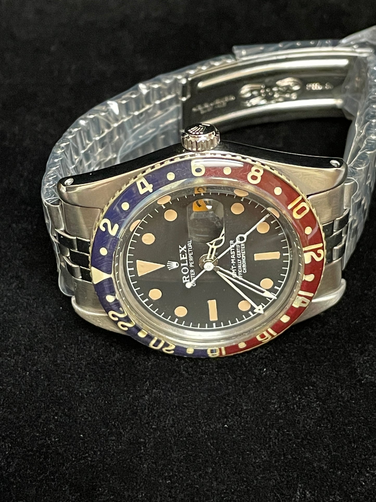 1959 Rolex GMT-Master Bakelight Pepsi 6542 Black Dial SS Folded Jubilee 40mm
