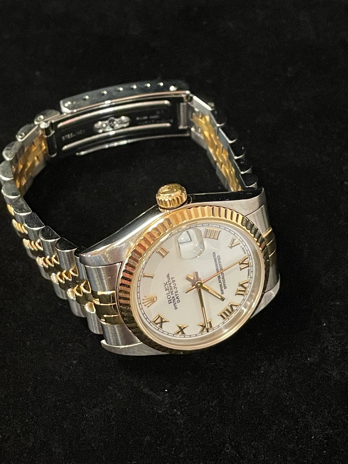 1995 Rolex Datejust Midsize 68273 White Roman Dial TT 18kt Jubilee No Paper 31mm