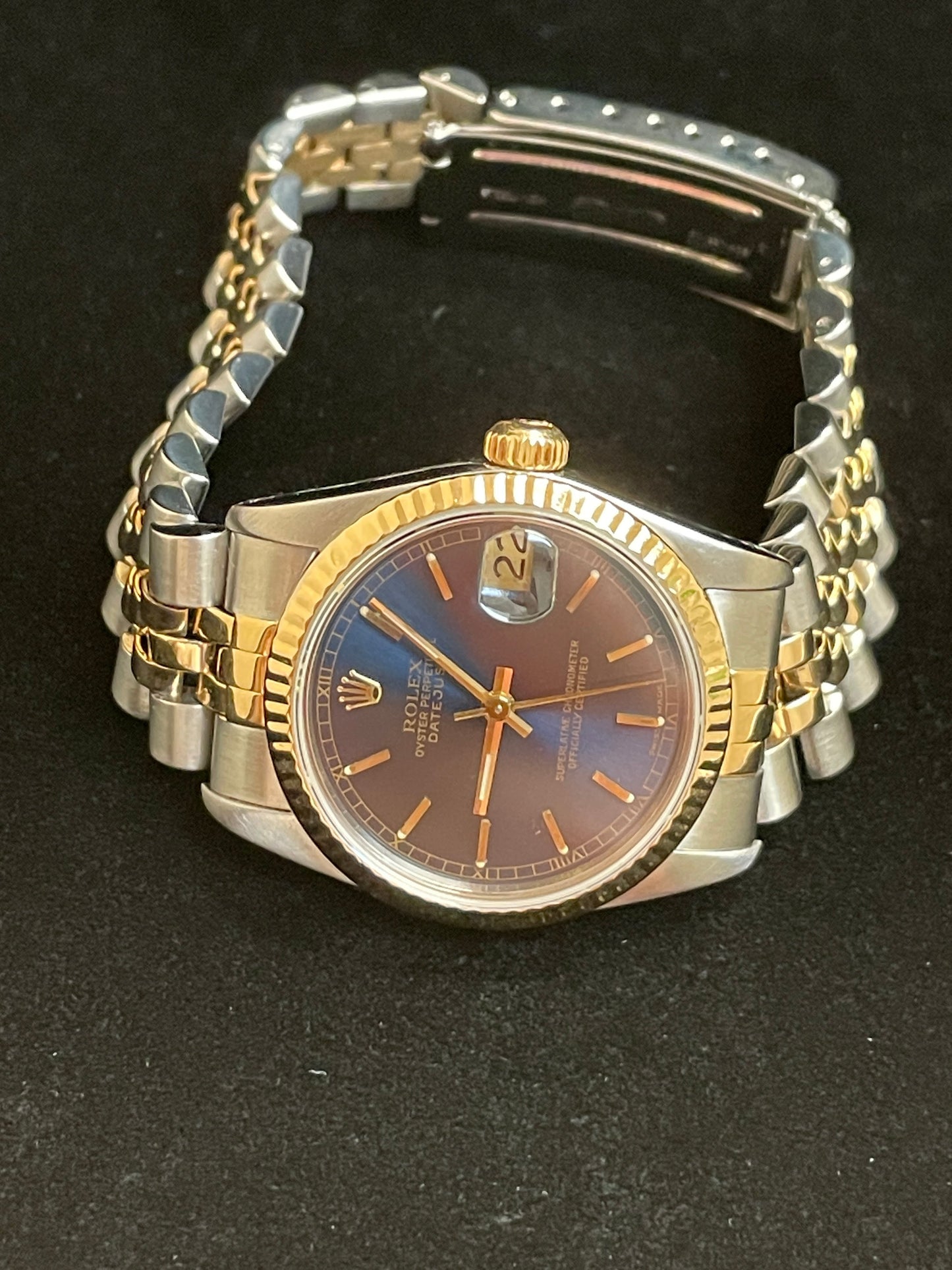 1988 Rolex Midsize Datejust 68273 Blue Dial TT 18kt Jubilee No Papers 31mm
