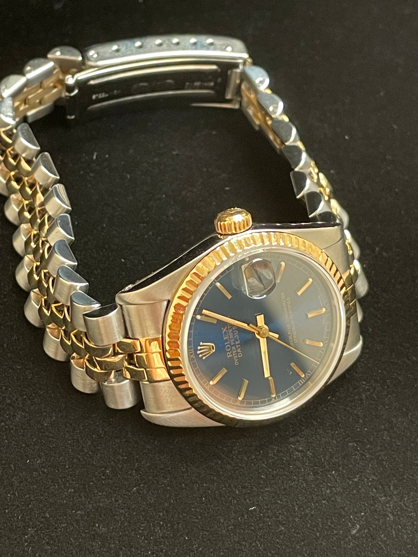 1988 Rolex Midsize Datejust 68273 Blue Dial TT 18kt Jubilee No Papers 31mm