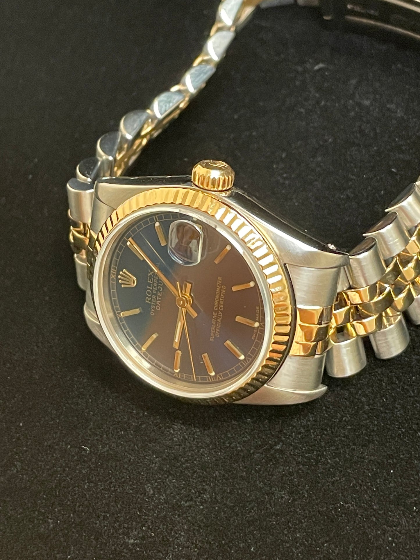 1988 Rolex Midsize Datejust 68273 Blue Dial TT 18kt Jubilee No Papers 31mm