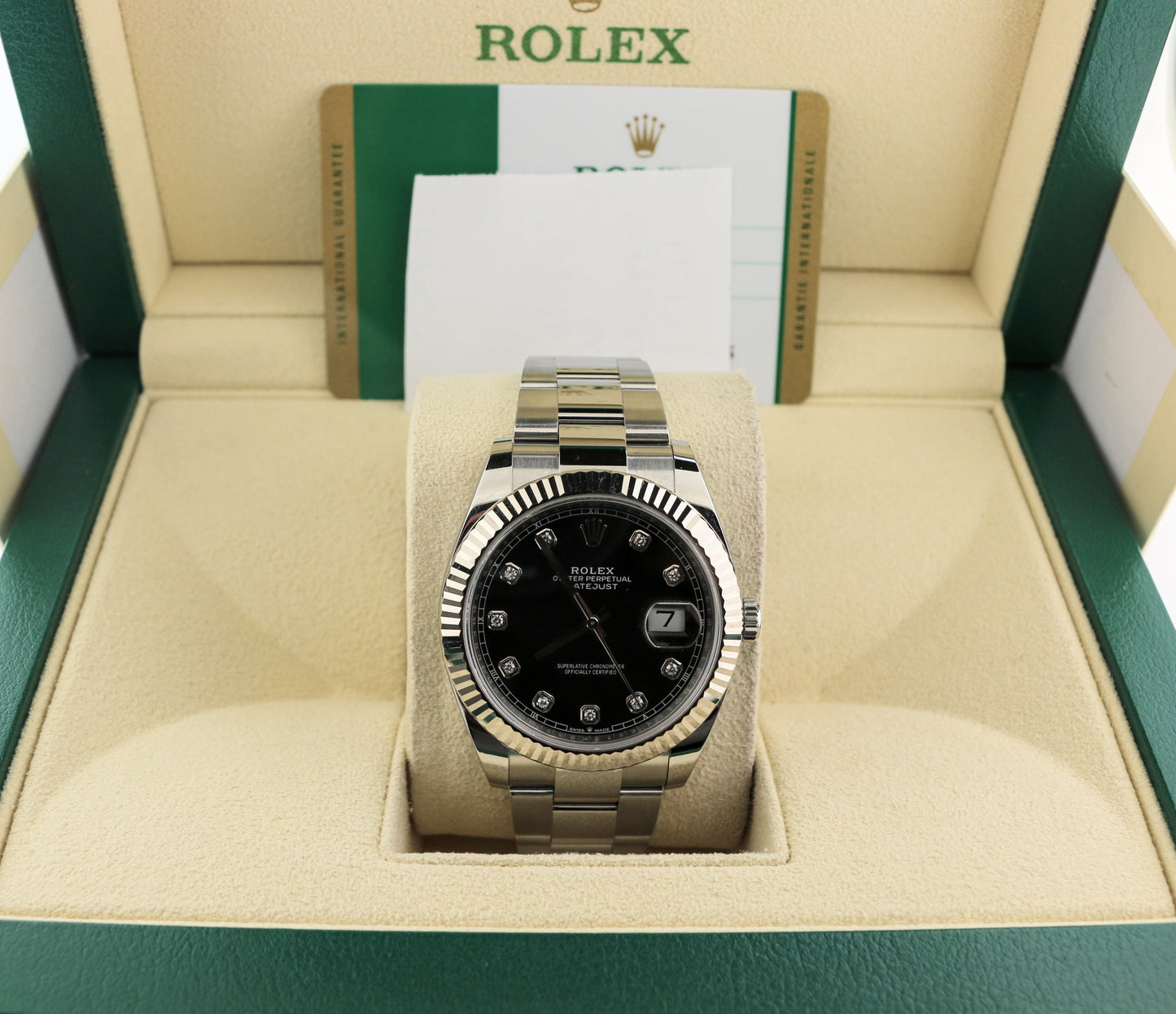 OHA 2020 Rolex Datejust 126334 Black Diamond Dial SS Oyster With Papers 41mm