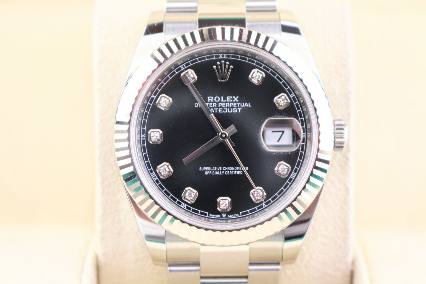 OHA 2020 Rolex Datejust 126334 Black Diamond Dial SS Oyster With Papers 41mm